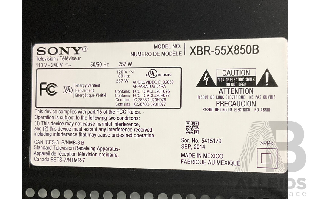 SONY (XBR-55X850B) BRAVIA 55inch TV