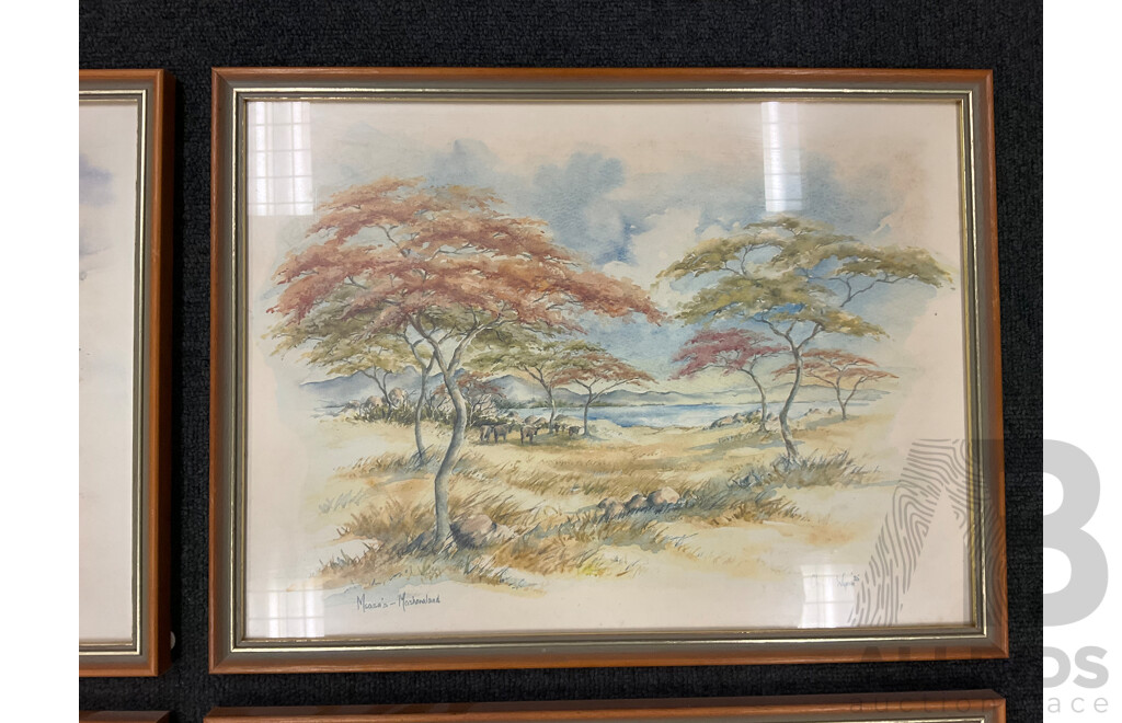 Chrystal Wynn  'African Scenes'', Six Framed Colour Prints, 40 X 30 Cm (frame)