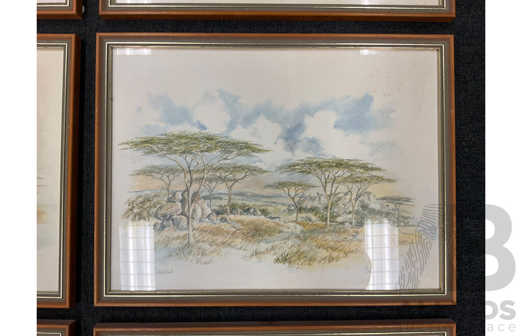 Chrystal Wynn  'African Scenes'', Six Framed Colour Prints, 40 X 30 Cm (frame)