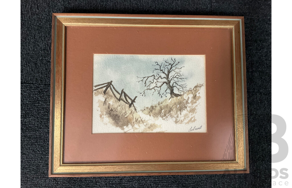 Les Barnett (20th Century Montana Artist) - Set of 3 Watercolor Painting,  27 X 23 Cm (frame)