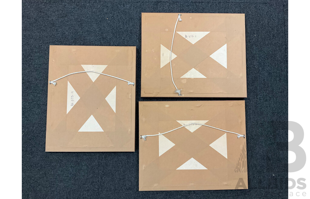 Les Barnett (20th Century Montana Artist) - Set of 3 Watercolor Painting,  27 X 23 Cm (frame)