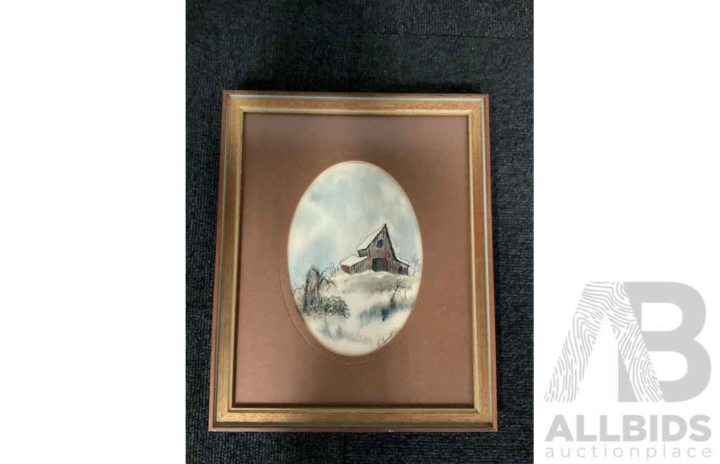 Les Barnett (20th Century Montana Artist) - Set of 3 Watercolor Painting,  27 X 23 Cm (frame)