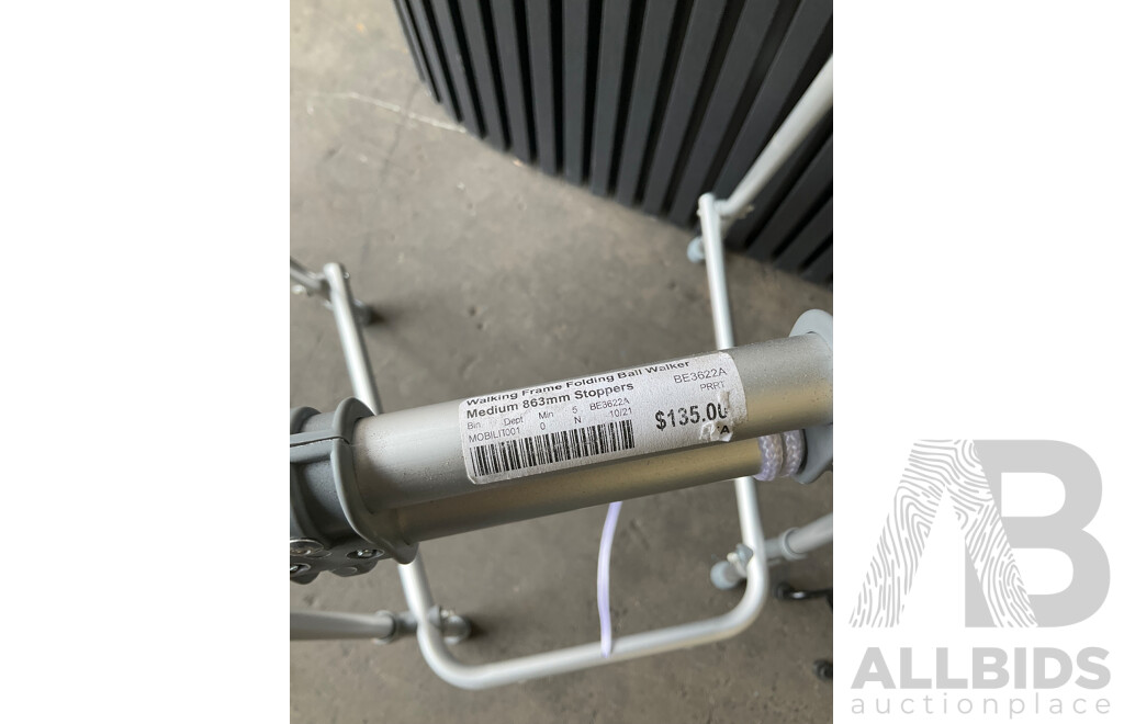 Walking Frame Folding Ball Walker Medium and Quad Stick Adjustable Small Base - Lot of 2