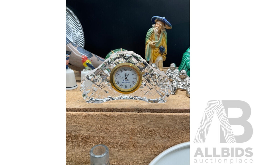 Assorted Decor, Including ROYAL DOULTON Desk Clock and More