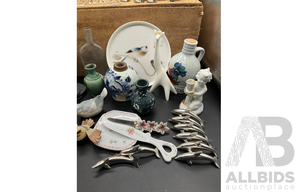 Assorted Decor, Including ROYAL DOULTON Desk Clock and More