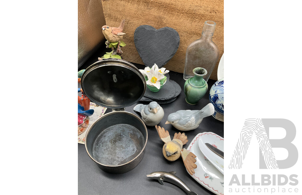 Assorted Decor, Including ROYAL DOULTON Desk Clock and More