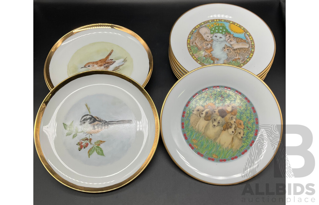 Set of 4 Porcalain Plate Hand Painted by Jan J. Hiele and Set of 7 Collector's Porcelain Plate From the 'Days of the Week' by Franklin Porcelain - Lot of 11