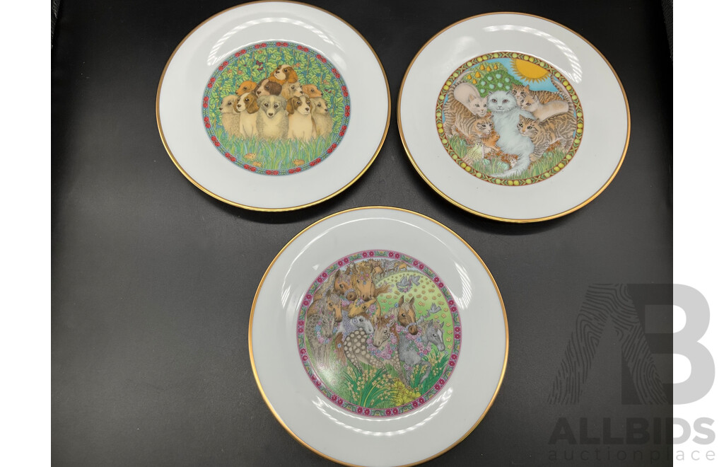 Set of 4 Porcalain Plate Hand Painted by Jan J. Hiele and Set of 7 Collector's Porcelain Plate From the 'Days of the Week' by Franklin Porcelain - Lot of 11