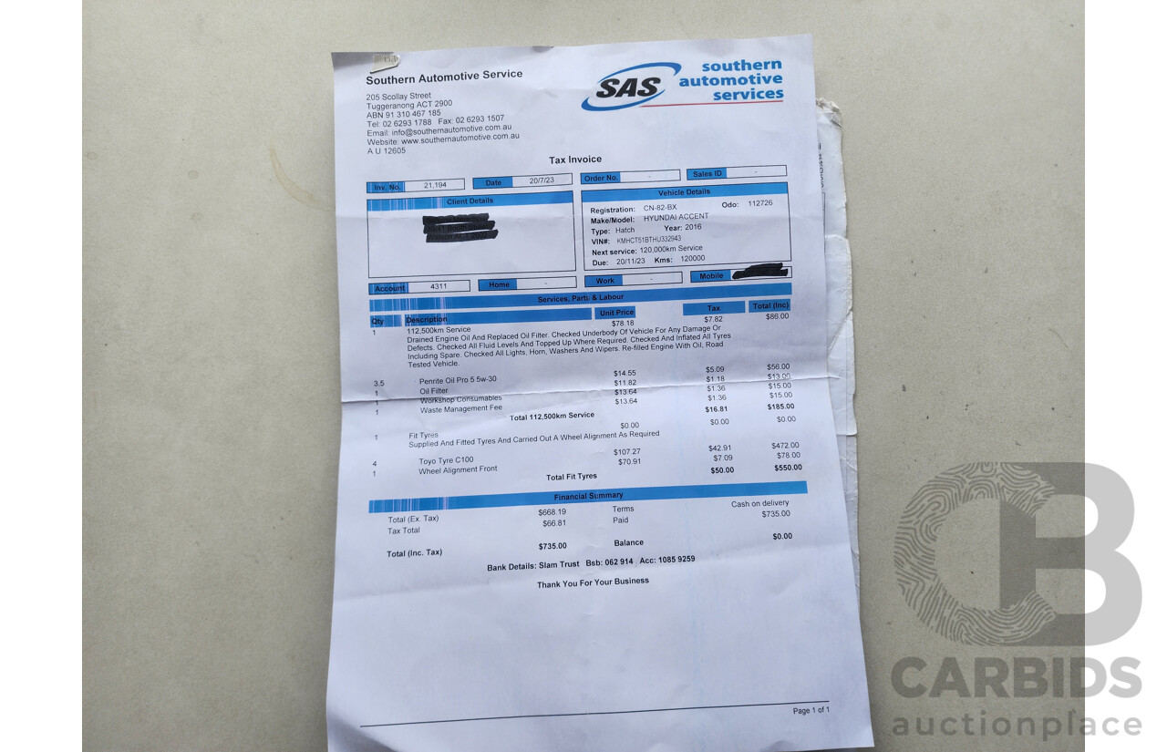 3/2017 Hyundai Accent Active RB4 MY17 5d Hatchback Blue 1.4L