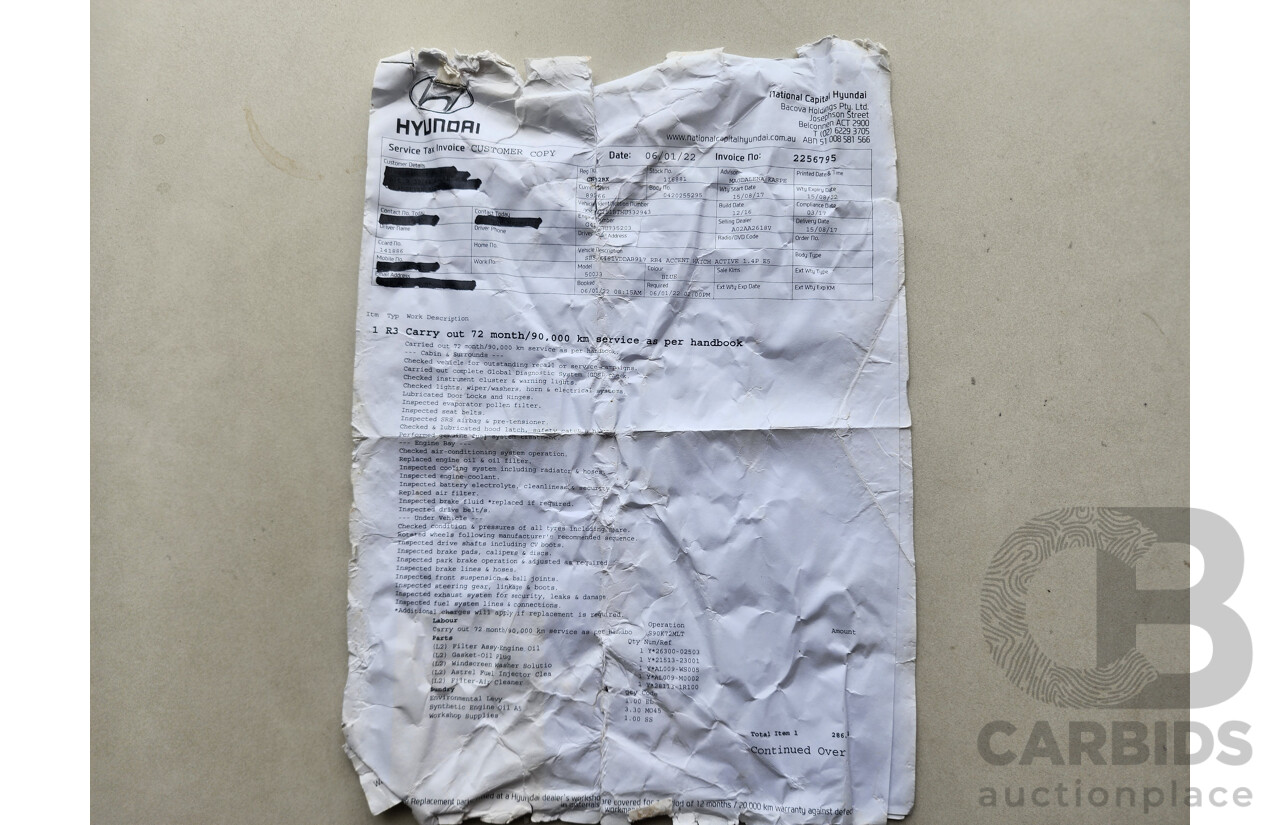 3/2017 Hyundai Accent Active RB4 MY17 5d Hatchback Blue 1.4L