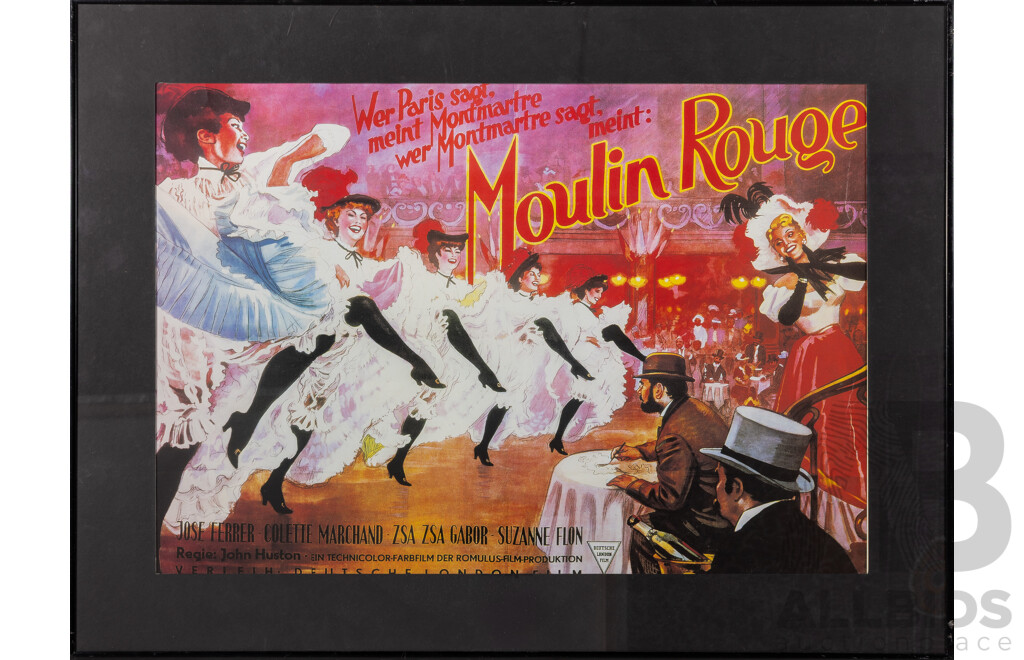 Pair of Vintage Style Moulin Rouge, Paris, Colour Poster Prints, Includes German Edition of Film Poster, 80 x 60 cm and 60 x 80 cm (frames) (2)
