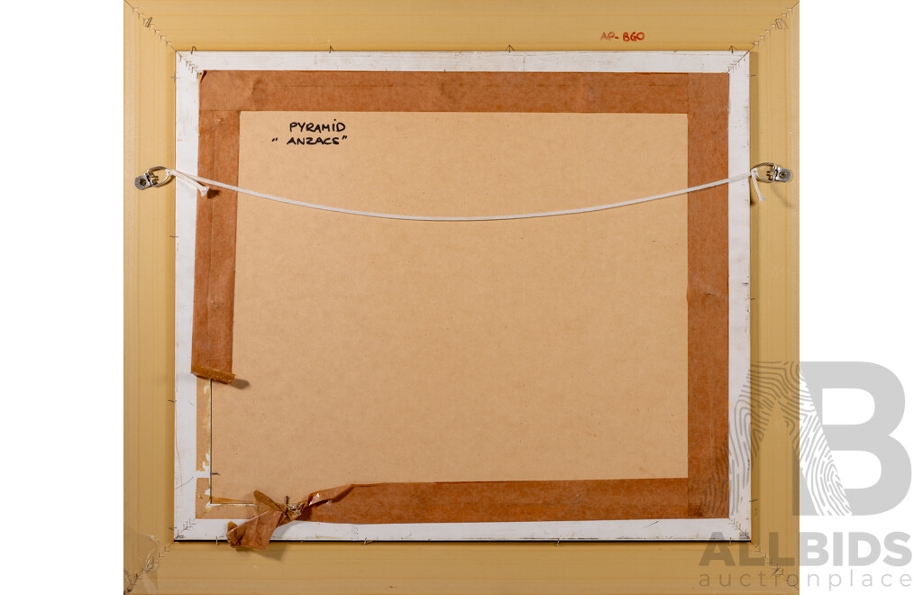 Artist Unknown, (20th Century), Anzac Pyramid - 11th Battalion Before Deployment to Gallipoli, Cheops Pyramid, Egypt, Sunday 10th January 1915, Reproduction Photograph of Original, 74 x 84 cm (frame)