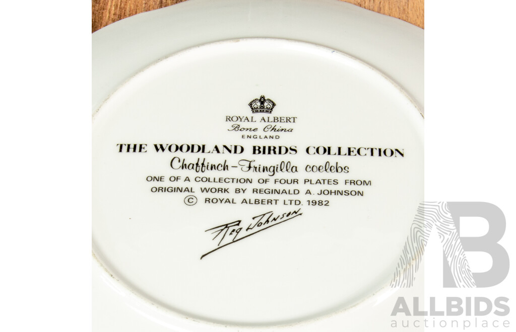 Set of Four Royal Albert Woodland Birds Collection Wall Plates with Three Lilliput Lane Plates