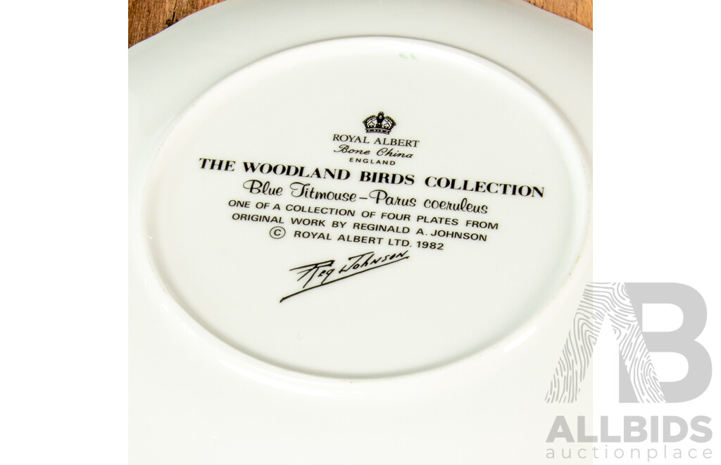 Set of Four Royal Albert Woodland Birds Collection Wall Plates with Three Lilliput Lane Plates