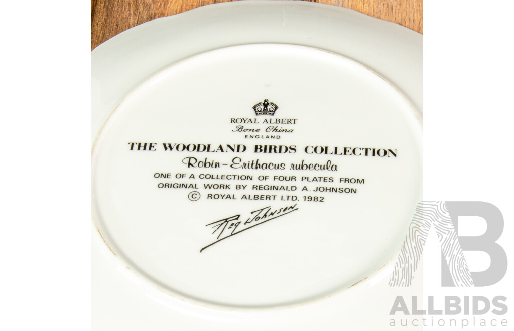 Set of Four Royal Albert Woodland Birds Collection Wall Plates with Three Lilliput Lane Plates
