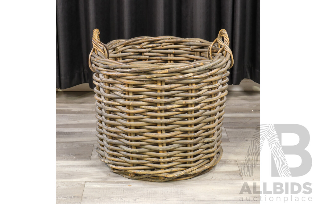 Large Round Thick Gauge Woven Cane Firewood Basket