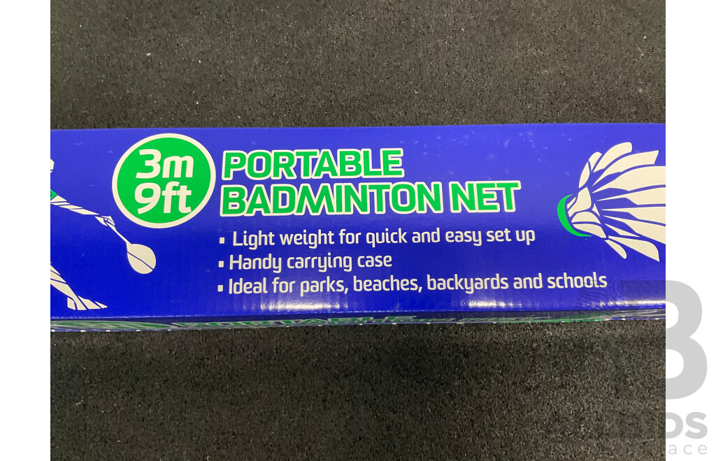 EYE CUE 3-Metre Portable Badminton Net W/ Steel Posts & Nylon Net & Carry Bag