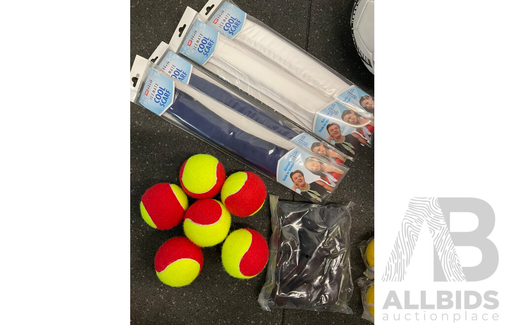 Collection of Various Sports Equipment for Tennis, Table Tennis, Volleyball, Basketball, Soccer, Including Various Balls,  Tennis Rotor Spin and More - Lot of 59