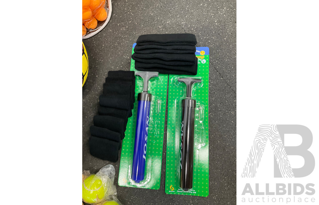 Collection of Various Sports Equipment for Tennis, Table Tennis, Volleyball, Basketball, Soccer, Including Various Balls,  Tennis Rotor Spin and More - Lot of 59
