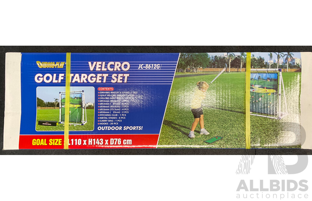 Collection of Various Sports Equipment for Golf, Cricket, Basketball, Netball, Including Various Balls, Velcro Golf Target Set and More - Lot of 25