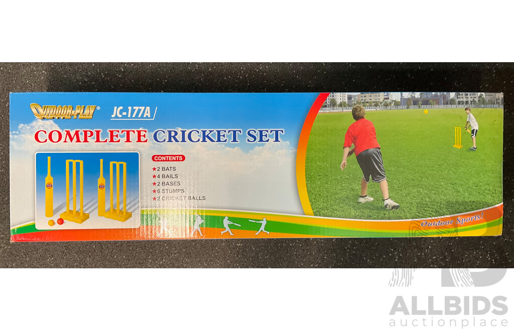 Collection of Various Sports Equipment for Tennis, Table Tennis, Basketball, Soccer, , Including Various Balls, Cricket Set, Tennis Rotor Spin and More - Lot of 58