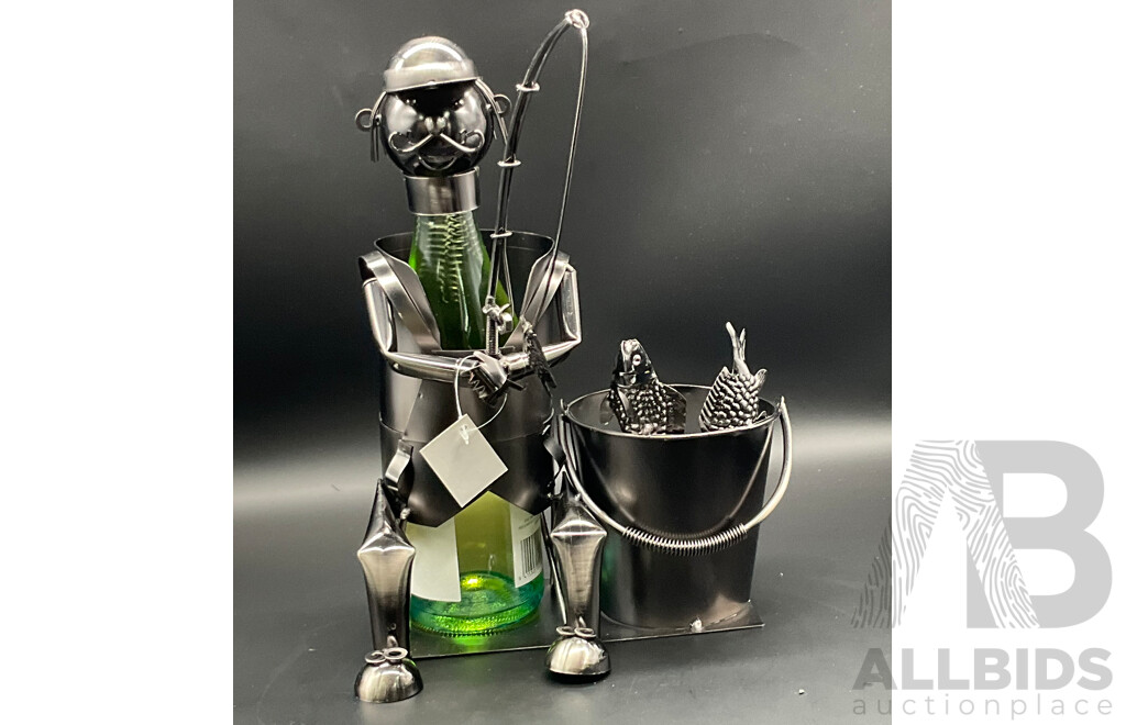 Assorted Metal ''Nuts and Bolts'' Sculptures, Including Fisherman Bottle Holder (x3) and Fisherman Pen Holder(x4) - Lot of 7