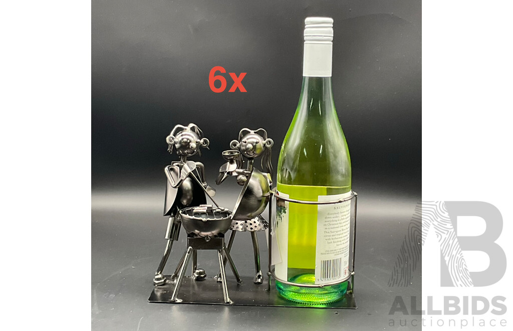 Metal ''Nuts and Bolts'' BBQ Bottle Holder Sculptures - Lot of 6
