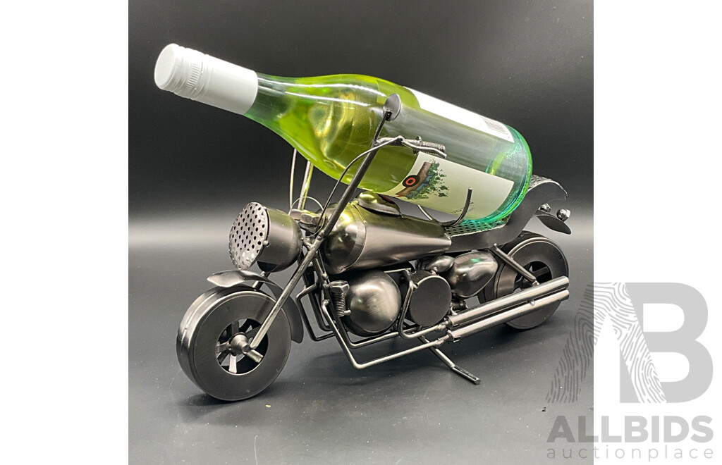 Metal ''Nuts and Bolts'' Motorcycle (x2), Truck Bottle Holder (x1) and Fisherman Pen Holder Sculptures - Lot of 4