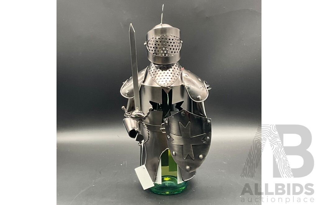Metal ''Nuts and Bolts'' Knight (x2), Cowboy Bottle Holder (x2) and Ned Kelly Money Bank Sculptures (x2) - Lot of 6