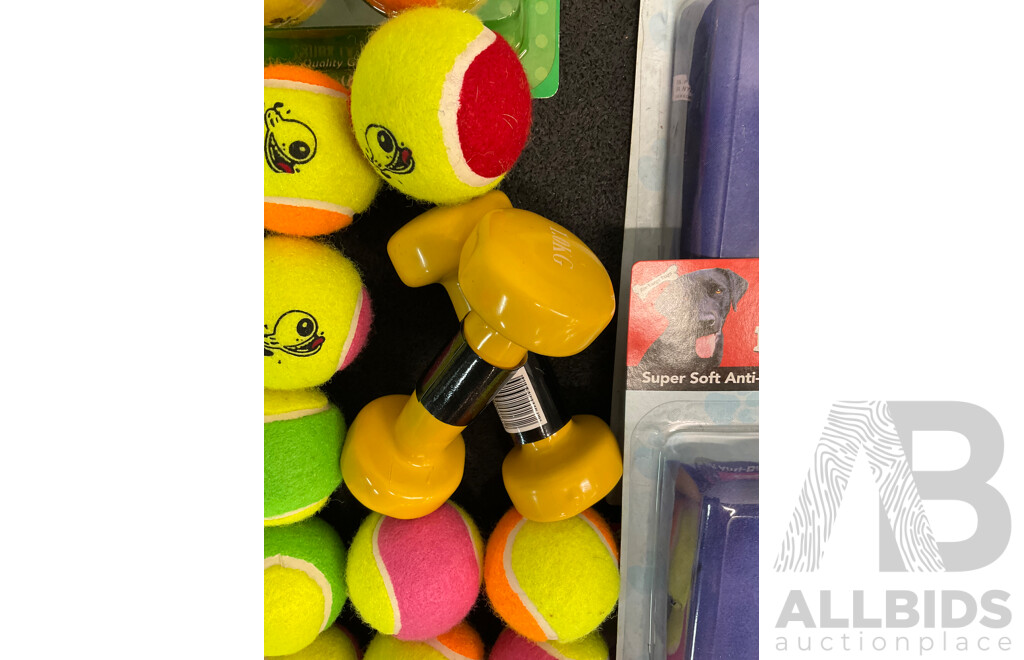 Assorted Bundle of Dog Toys and Towels - Lot of 58