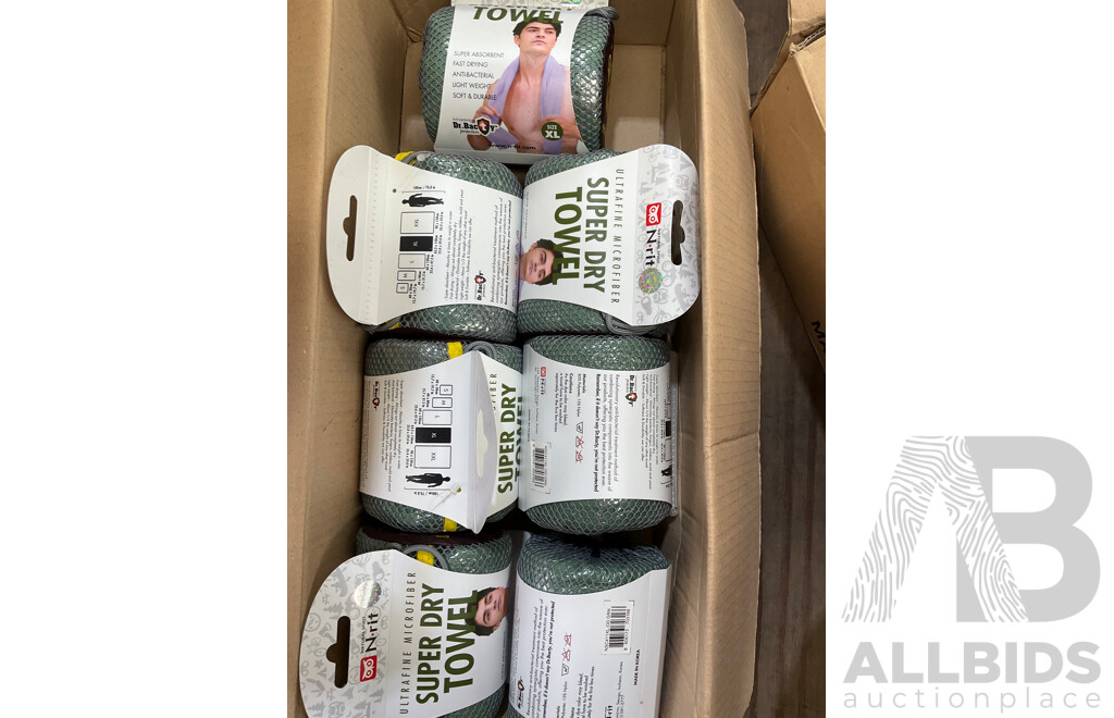 N-rit Ultrafine Microfiber Super Dry Towel (Green) - Lot of 7