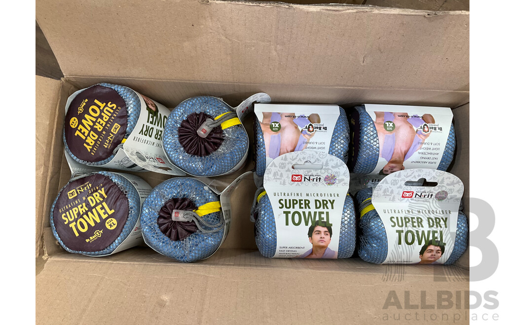 N-rit Ultrafine Microfiber Super Dry Towel (Blue) - Lot of 8