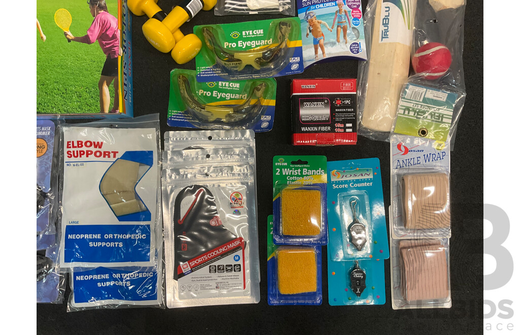 Collection of Various Sports Equipment for Cricket, Tennis and Assorted Sport Accessories - Lot of 29