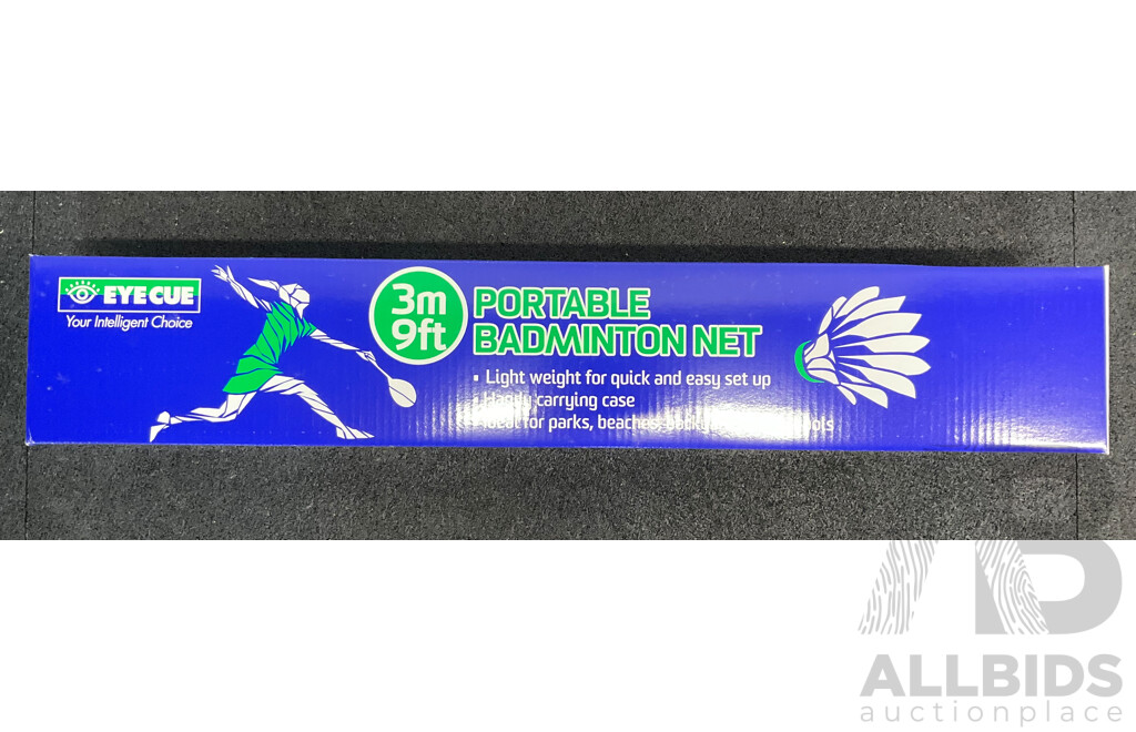 EYE CUE 3-Metre Portable Badminton Net W/ Steel Posts & Nylon Net & Carry Bag