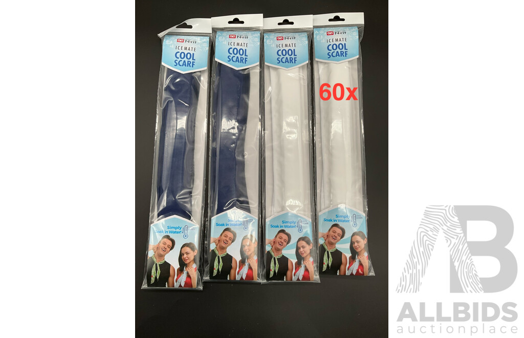 ICEMATE Cool Scarf (White and Navy)  - Lot of 60