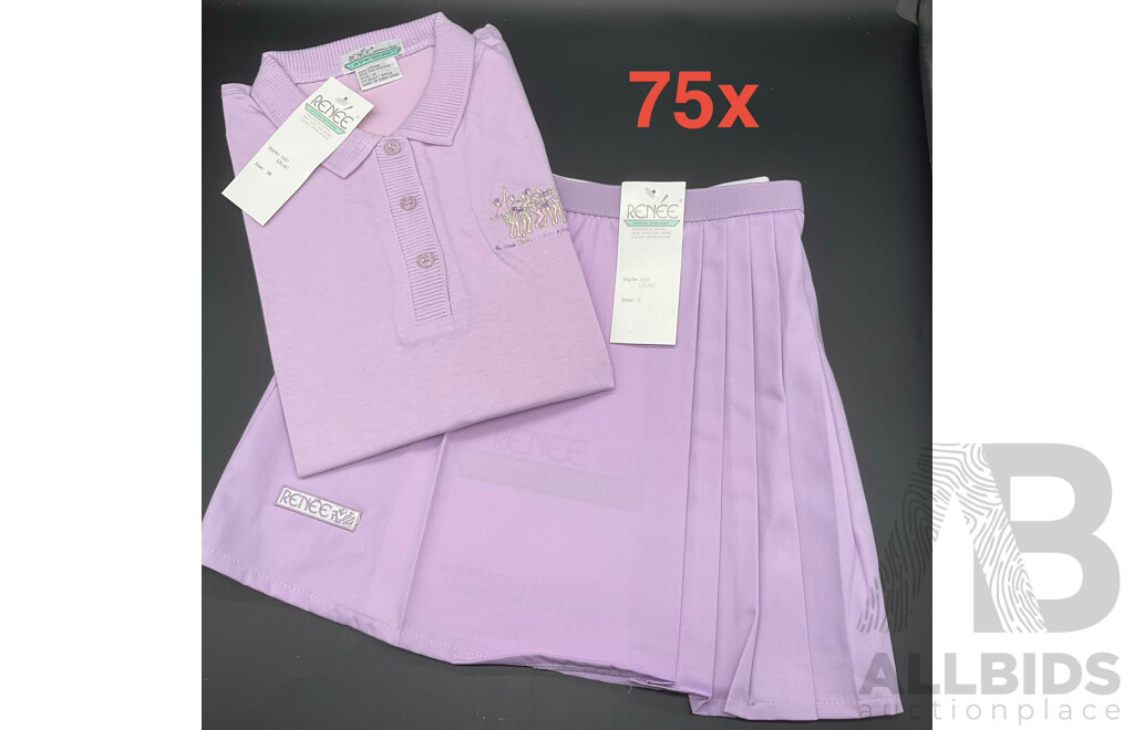 Vintage Look Renee Action Wear - Levender Polo Shirt and Pleated Skirt  - Lot of 75