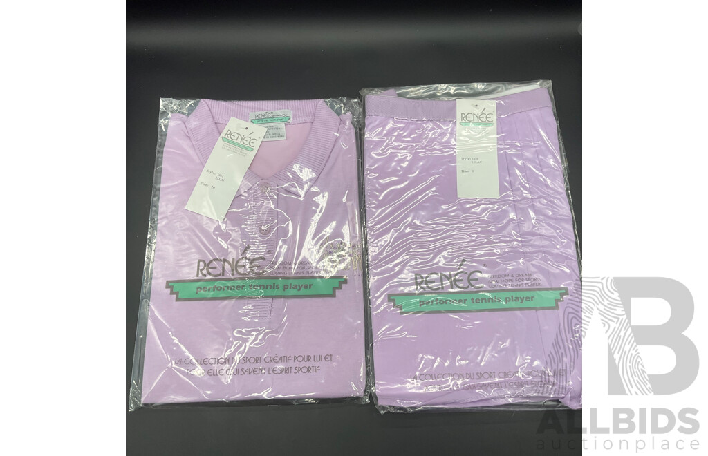 Vintage Look Renee Action Wear - Levender Polo Shirt and Pleated Skirt  - Lot of 75