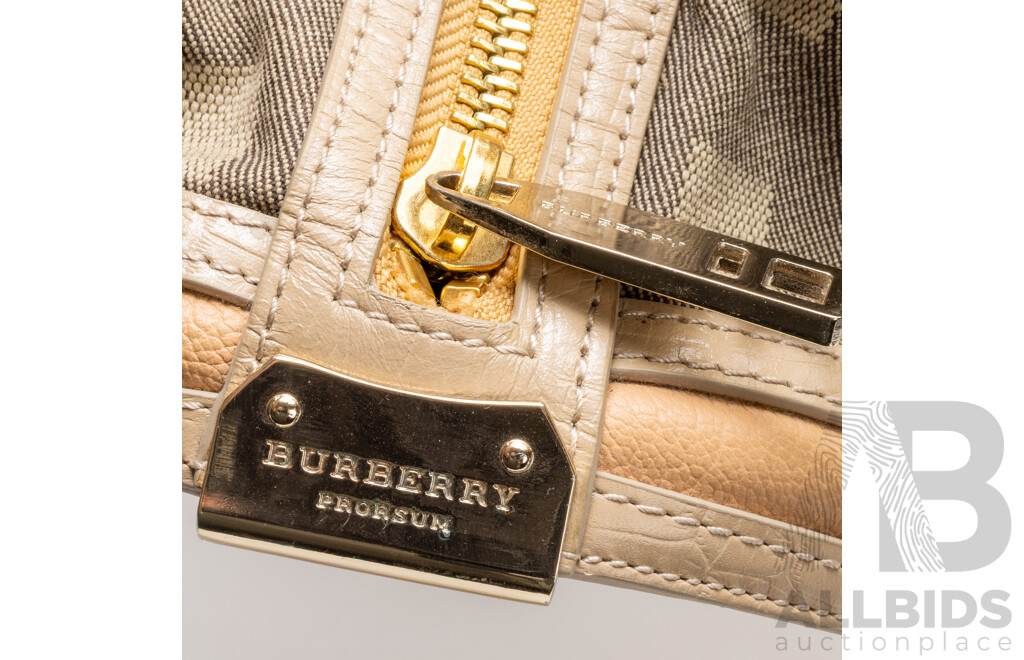 Burberry Check Canvas & Leather Tote Bag