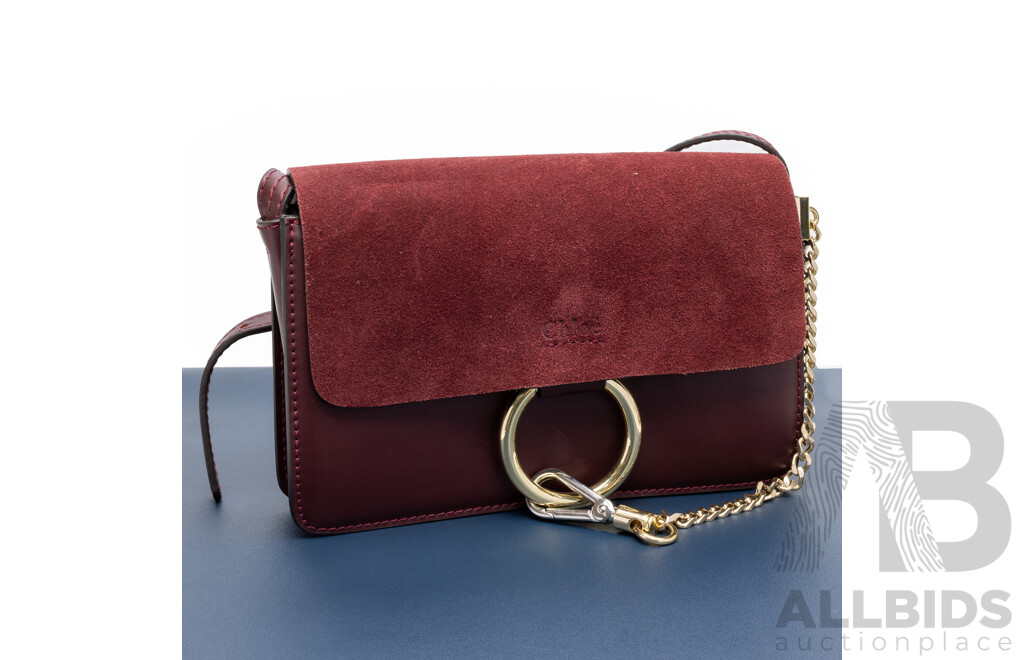 Chloé Faye Crossbody Bag, Calfskin Leather in Burgundy