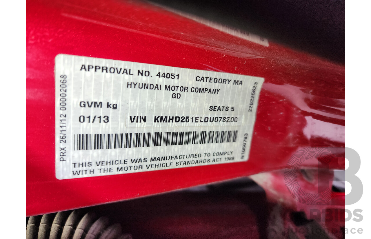 1/2013 Hyundai i30 Active GD 5d Hatchback Red 1.8L