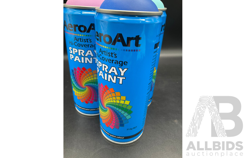 AERO ART Aerosol Spray Paint 312g - Assorted Colors - Lot of 12