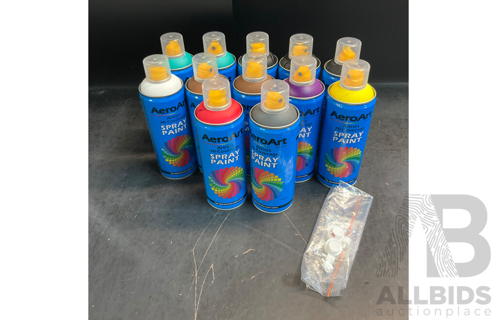 AeroArt Spray Paint - Assorted Colours - Lot of 12