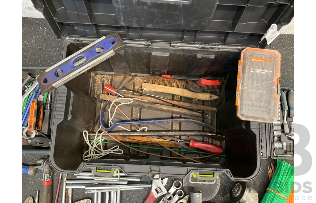 RYOBI 18V ONE+ Angle Grinder with 2 Batteries, Assorted Tools in RYOBI Box