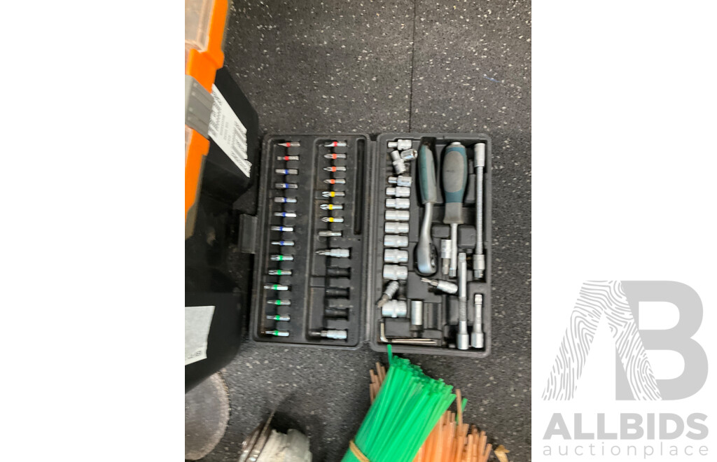 RYOBI 18V ONE+ Angle Grinder with 2 Batteries, Assorted Tools in RYOBI Box