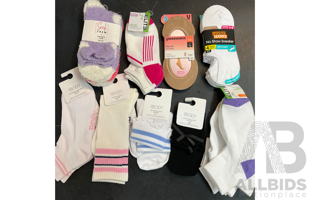 Womens Apparel, Underwears - Size 6, 10, XS, XXS & Assorted Socks