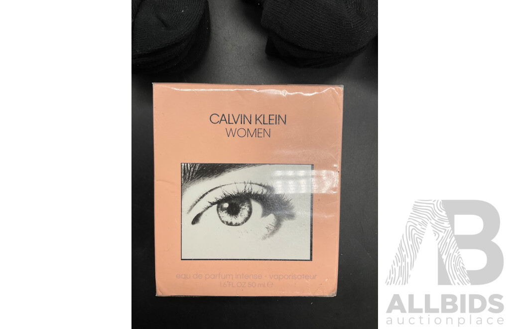 CALVIN KLEIN Women 50ml Eau De Parfum, BONDS Socks and LOUISA Ring - Lot of 6