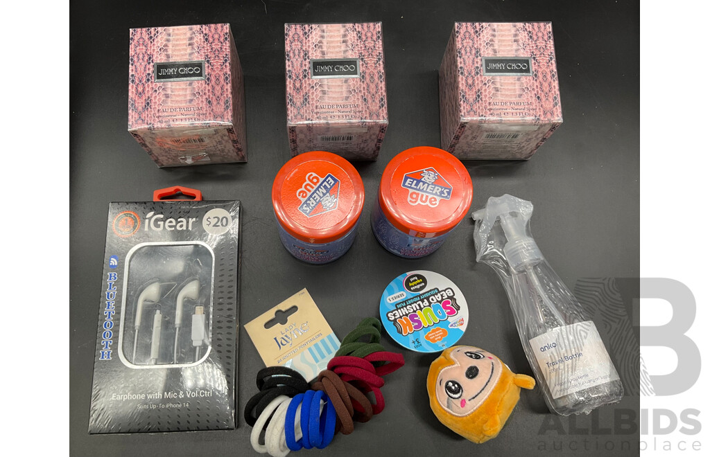 JIMMY CHOO 40ml Eau De Parfum, IGEAR Earphone and Other - Lot of 9