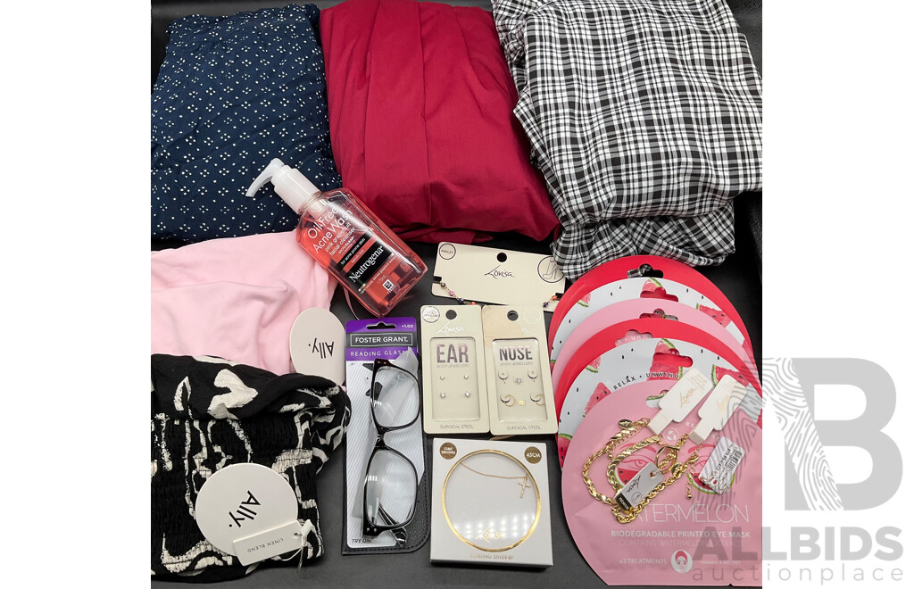 Assorted Women's Clothing, Costume Jewellery and Cosmetics