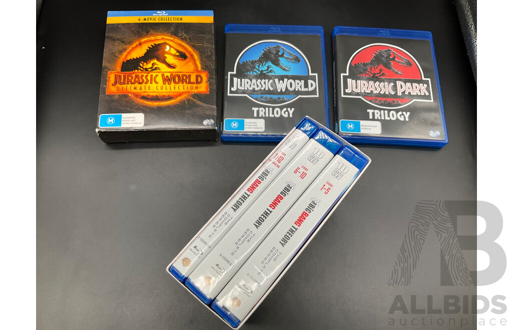 The Big Bang Theory Complete DVD's Collection and Jurassic World Ultimate 6 Movie Collection - Lot of 2