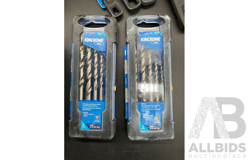 KINCROME 48 Piece Socket Set, Soldering Iron Kit, Adjustable Wrenches (x4) and Drill Bit Set (x2) - Lot of 4